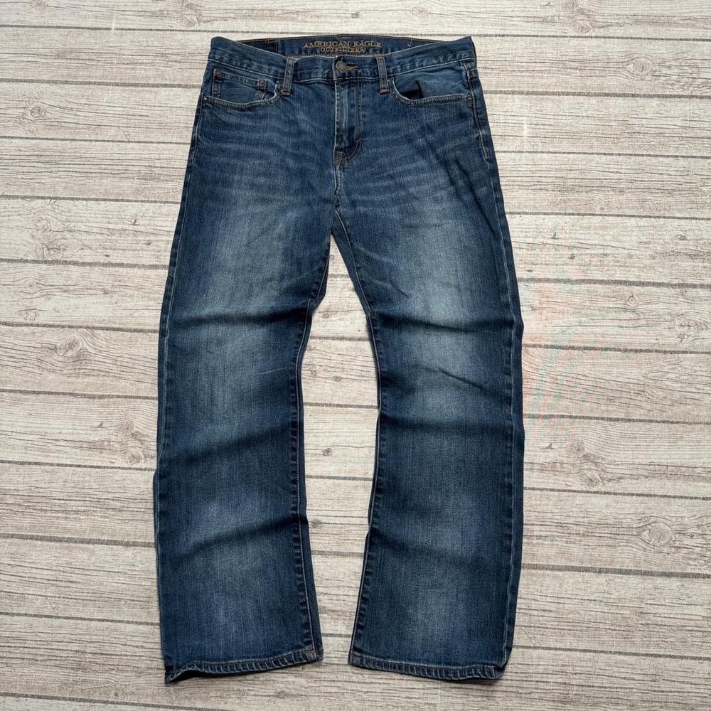 American Eagle Jeans Men's 32x30 Blue Stretch Denim Original Bootcut Whiskered